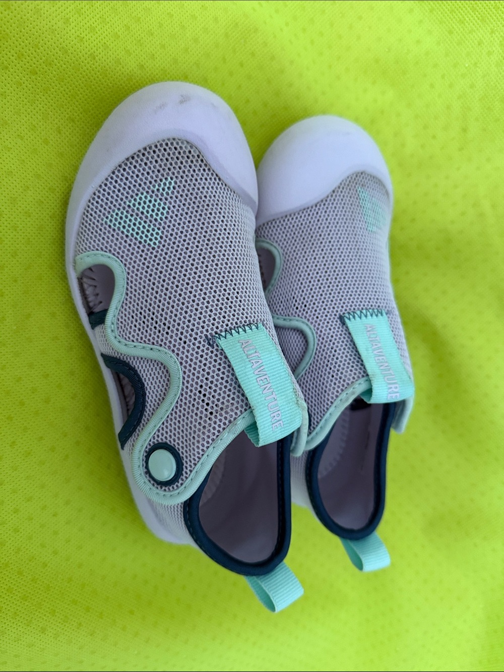Kids Mesh Water Shoes in Light Gray and Mint
